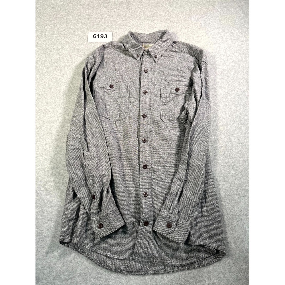 Duluth Trading Co Shirt Mens XL Gray Cotton Collared Button Down Relaxed Fit